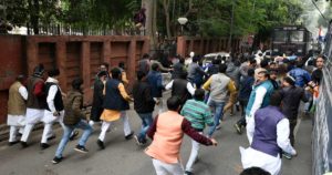 CAA protests in Lucknow Protesters pelt stones police use tear gas