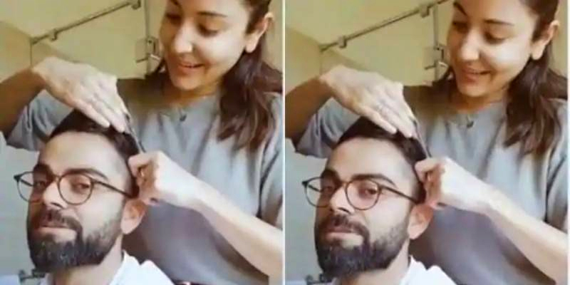 Anushka Sharma Hair Cutting of Husband Virat Kohli